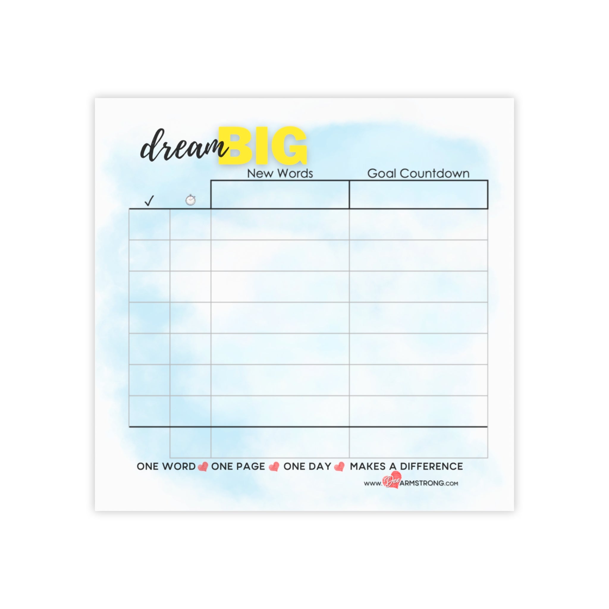Dream Big - Word Count Sticky Note Pad (3 x 3)