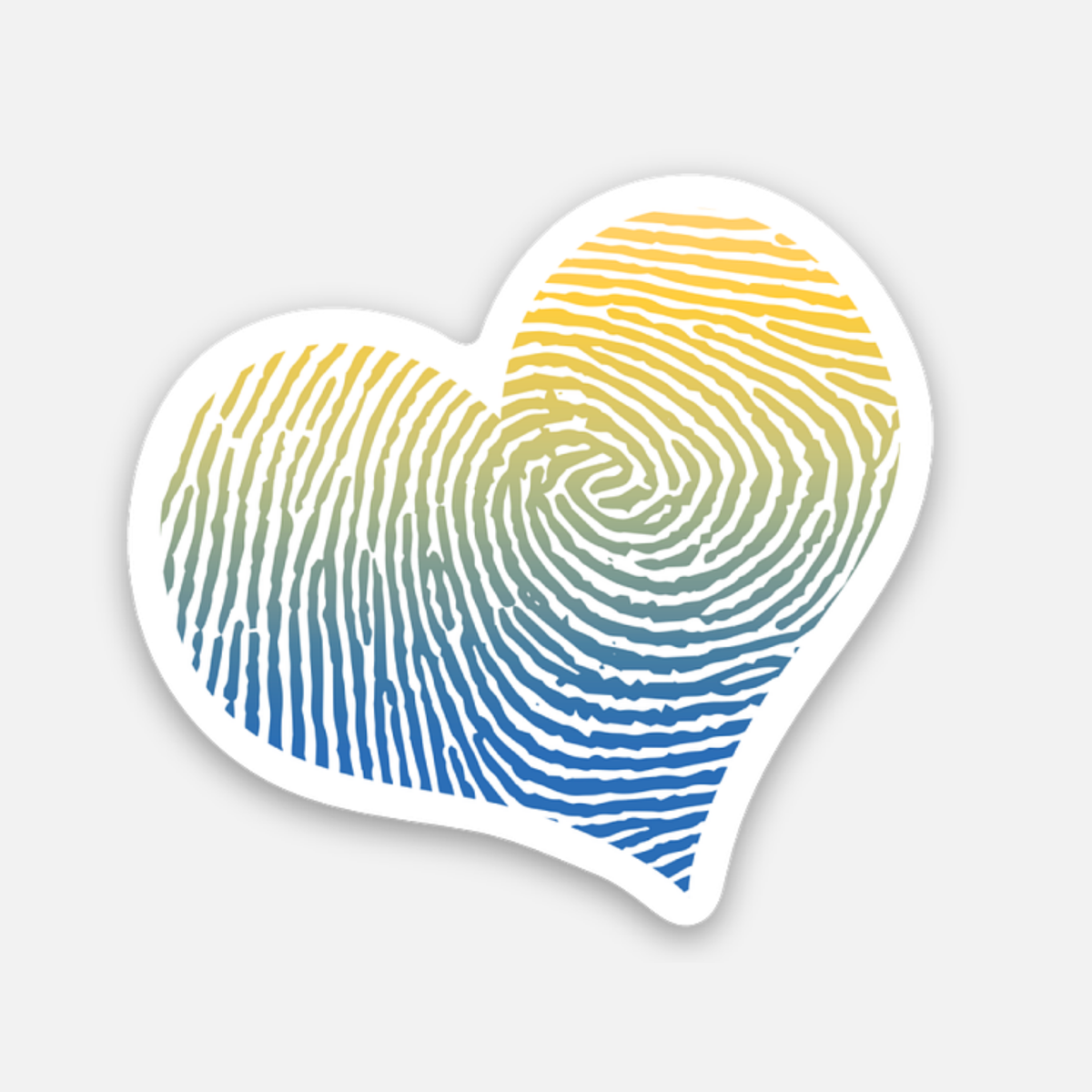 Fingerprint on Heart - Yellow & Blue
