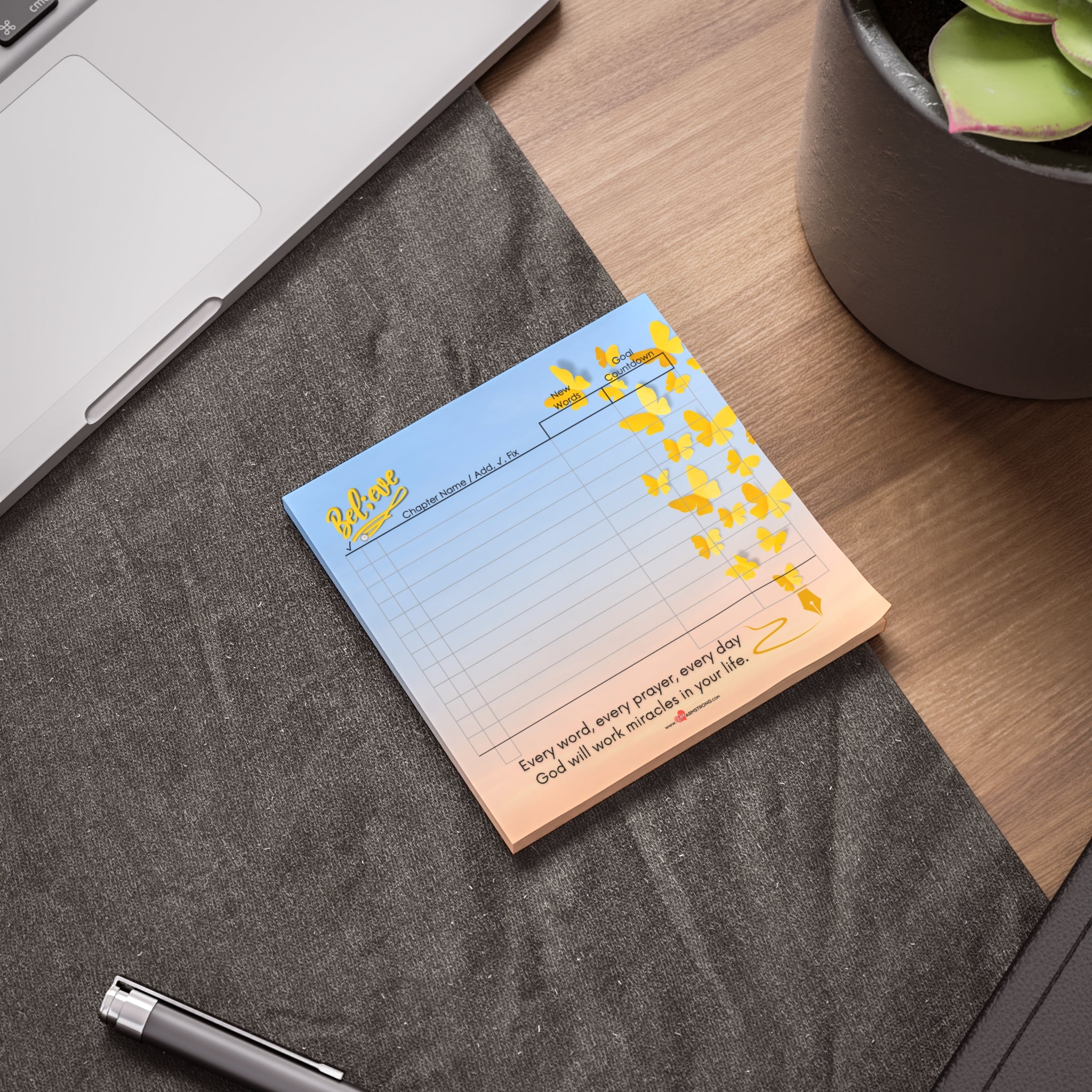 Believe Every Word, Every Prayer, Every Day - Word Count Sticky Note Pad (4 x 4)