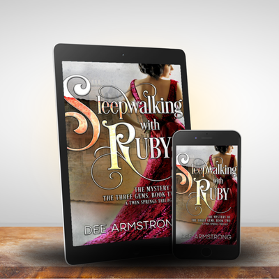 Ebook cover of 'Sleepwalking with Ruby' by Dee Armstrong displayed on a tablet and phone.